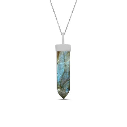 Labradorite Pendant 925 Sterling Silver Crystal Necklace Healing Crystal
