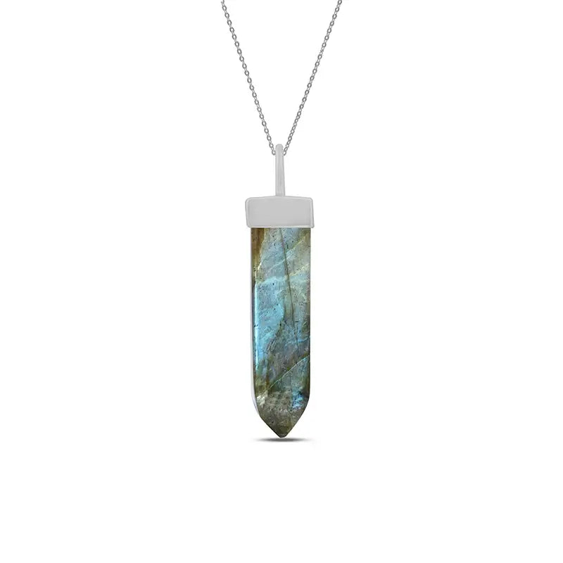 Labradorite Pendant 925 Sterling Silver Crystal Necklace Healing Crystal