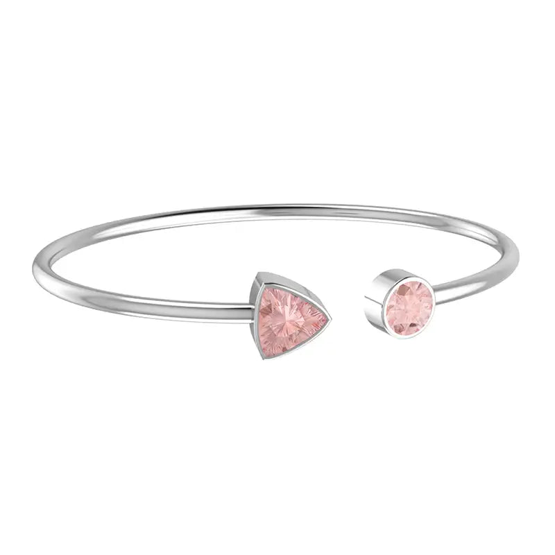 Morganite Faceted Bangle 925 Sterling Silver Bracelet Healing Crystal
