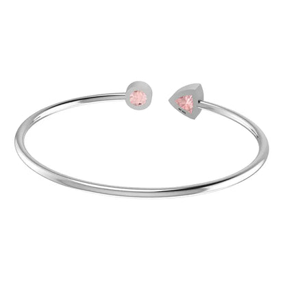 Morganite Faceted Bangle 925 Sterling Silver Bracelet Healing Crystal