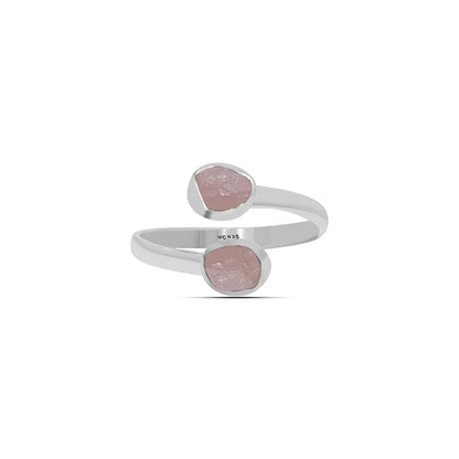 Morganite Raw 925 Sterling Silver Ring Healing Crystal
