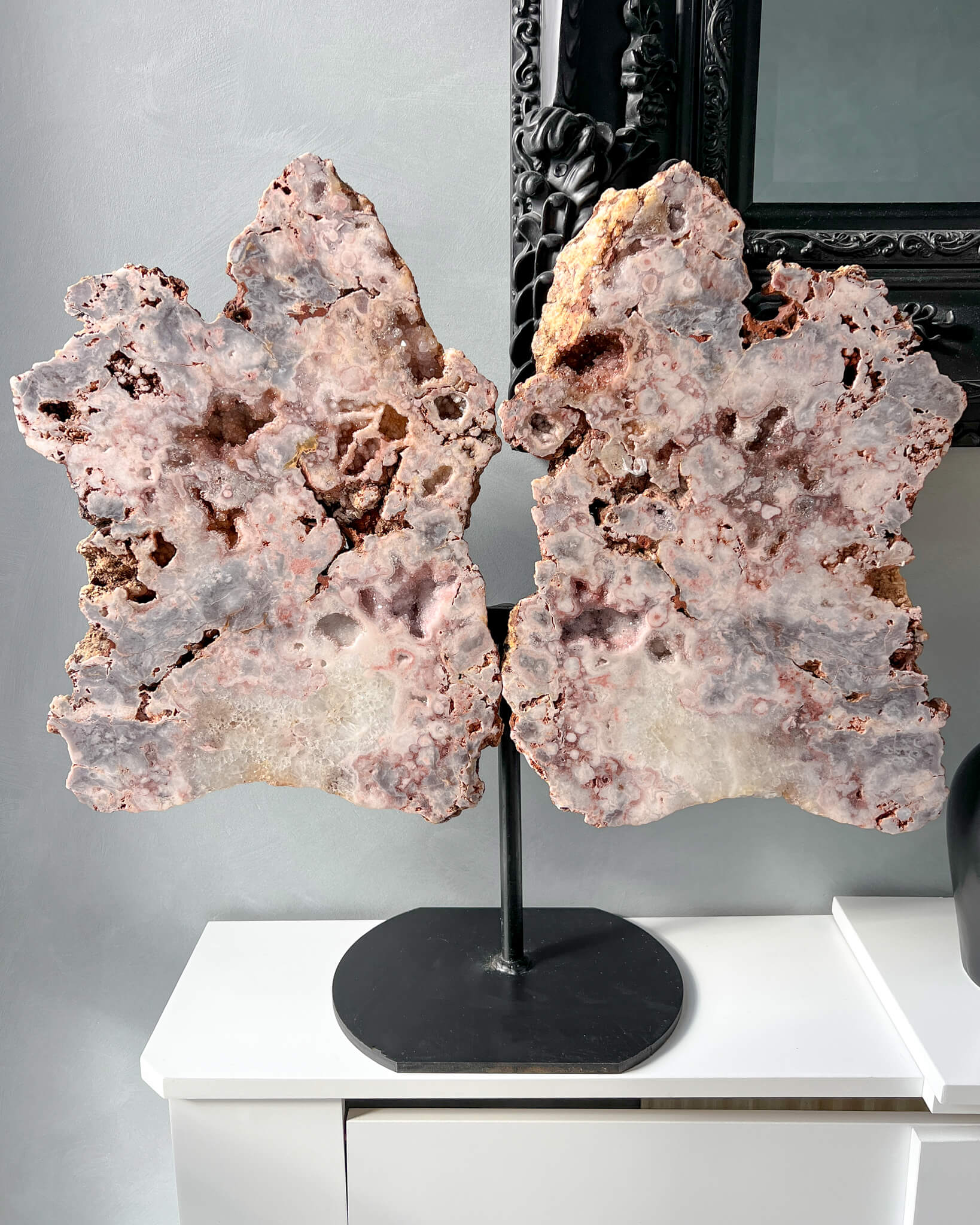 Pink Amethyst Wings on Stand - 1200