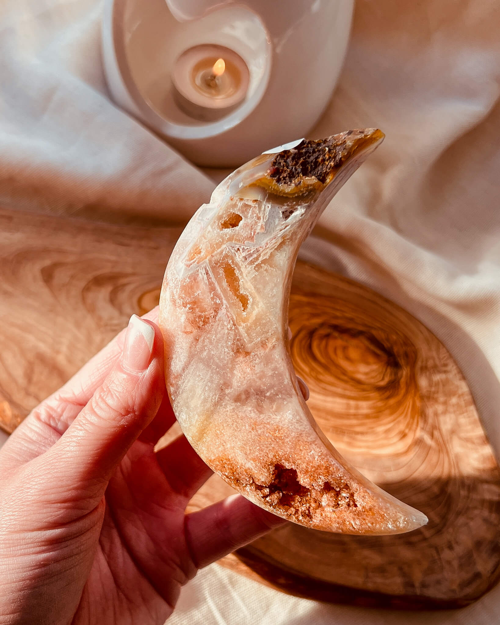 Pink Amethyst Moon Healing Crystal