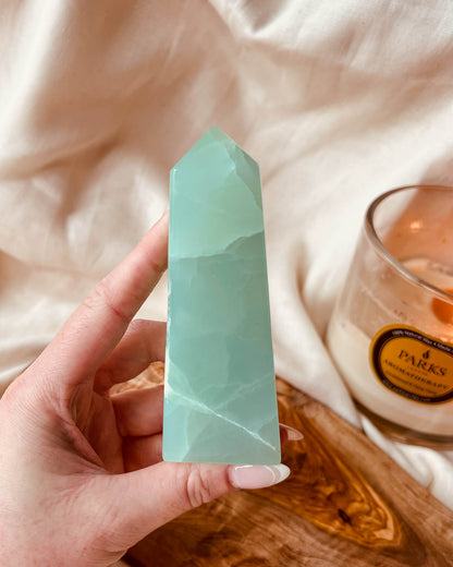 Pistachio Calcite Tower Healing Crystal