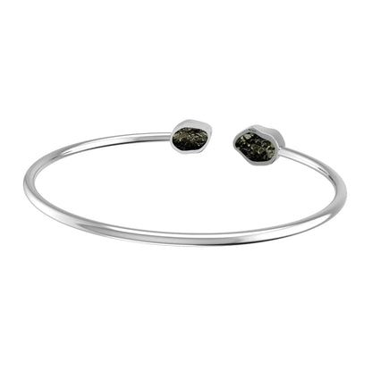 Pyrite Raw Bangle 925 Sterling Silver Bracelet Healing Crystal