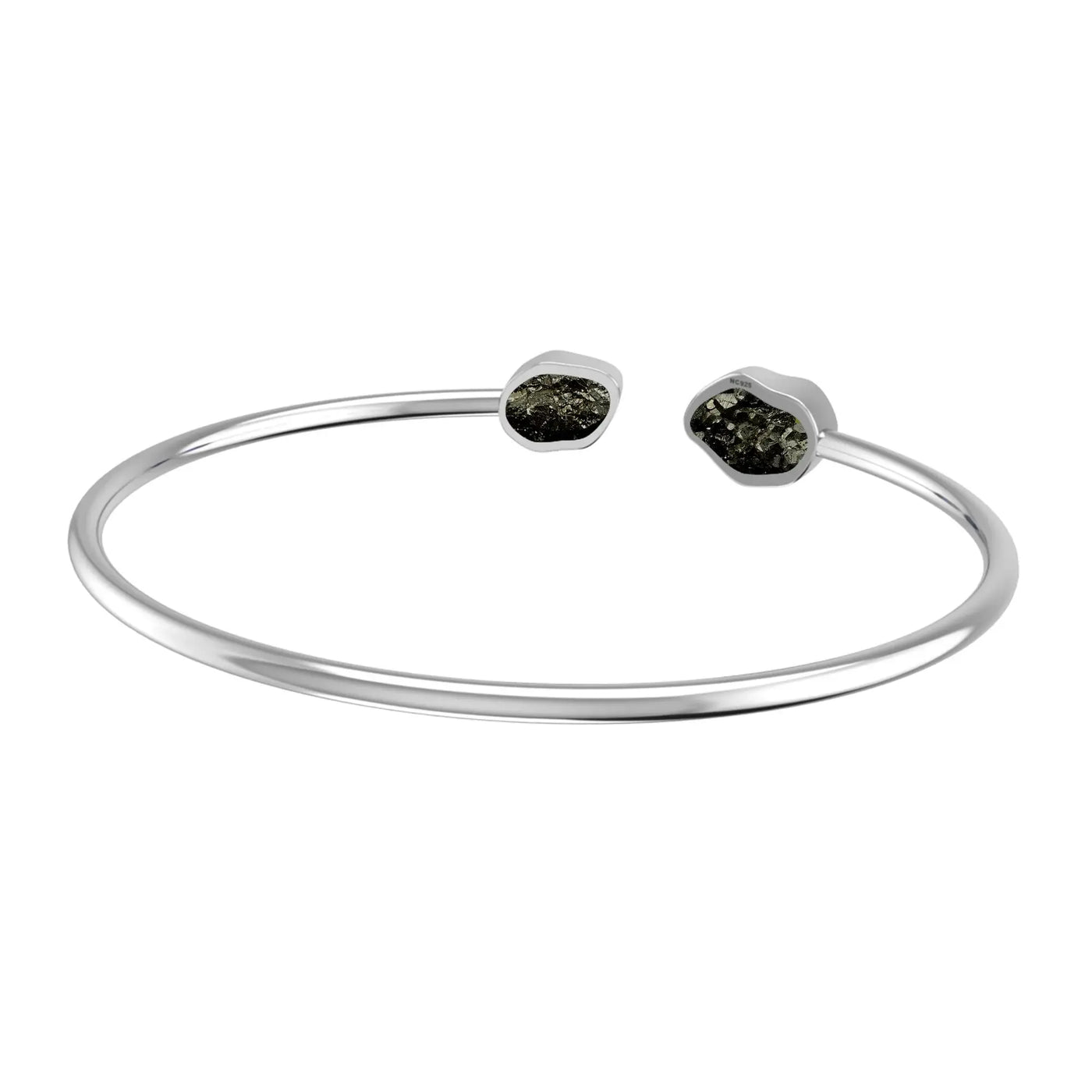 Pyrite Raw Bangle 925 Sterling Silver Bracelet
