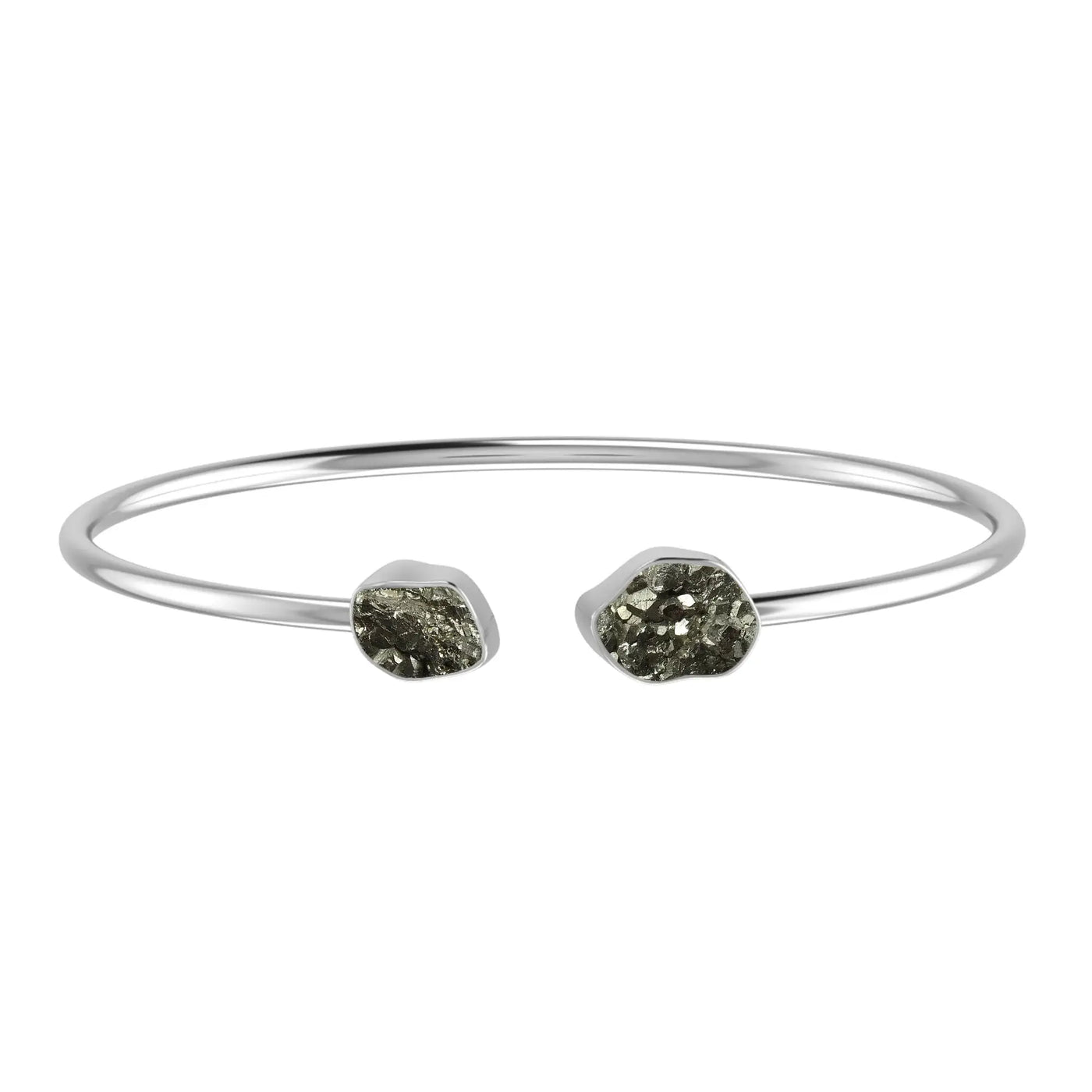 Pyrite Raw Bangle 925 Sterling Silver Bracelet