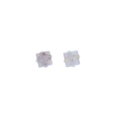 Rainbow Moonstone Raw Stud Earrings 925 Sterling Silver