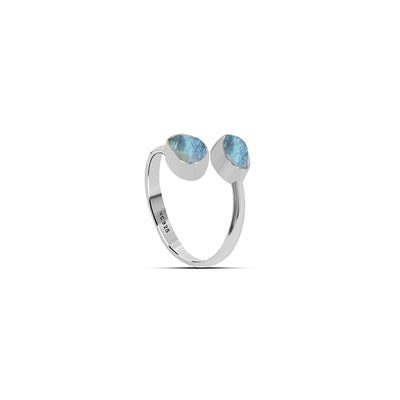 Rainbow Moonstone Raw 925 Sterling Silver Ring