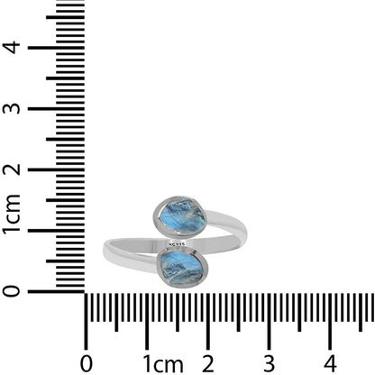 Rainbow Moonstone Raw 925 Sterling Silver Ring Healing Crystal