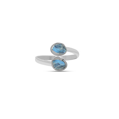 Rainbow Moonstone Raw 925 Sterling Silver Ring Healing Crystal