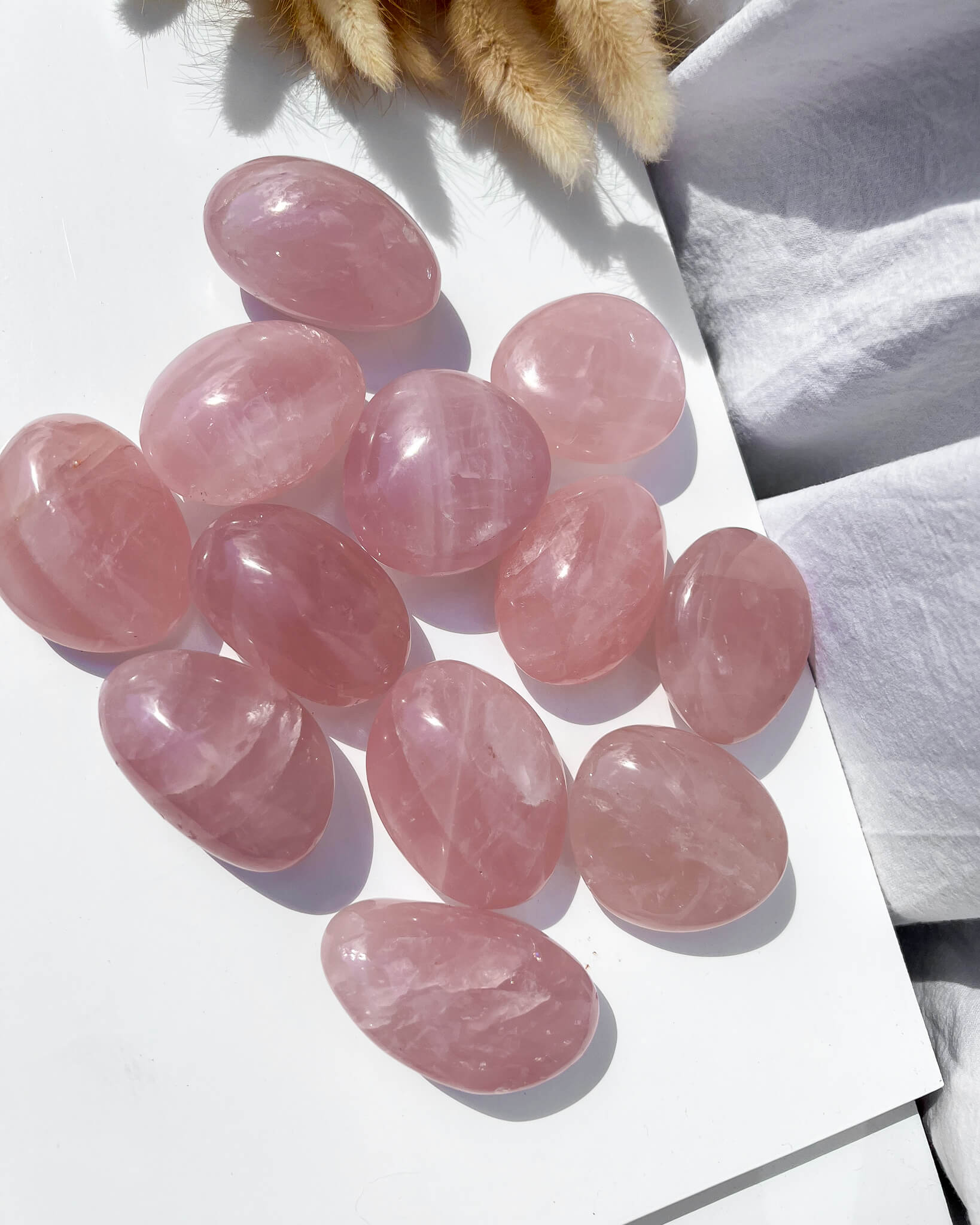 Rose Quartz Palm Stones Healing Crystal