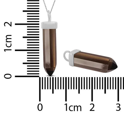 Smoky Quartz Pendant 925 Sterling Silver Crystal Necklace Healing Crystal
