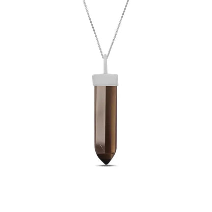 Smoky Quartz Pendant 925 Sterling Silver Crystal Necklace Healing Crystal